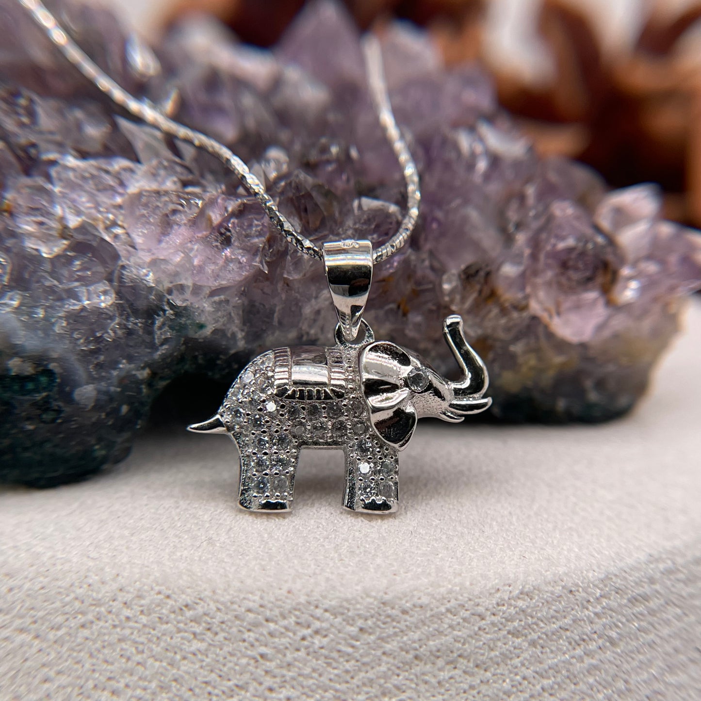 Elephant Silver 925 Sterling Silver Colorstone Necklace