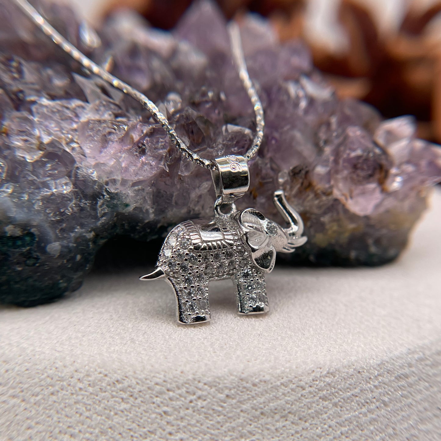 Elephant Silver 925 Sterling Silver Colorstone Necklace