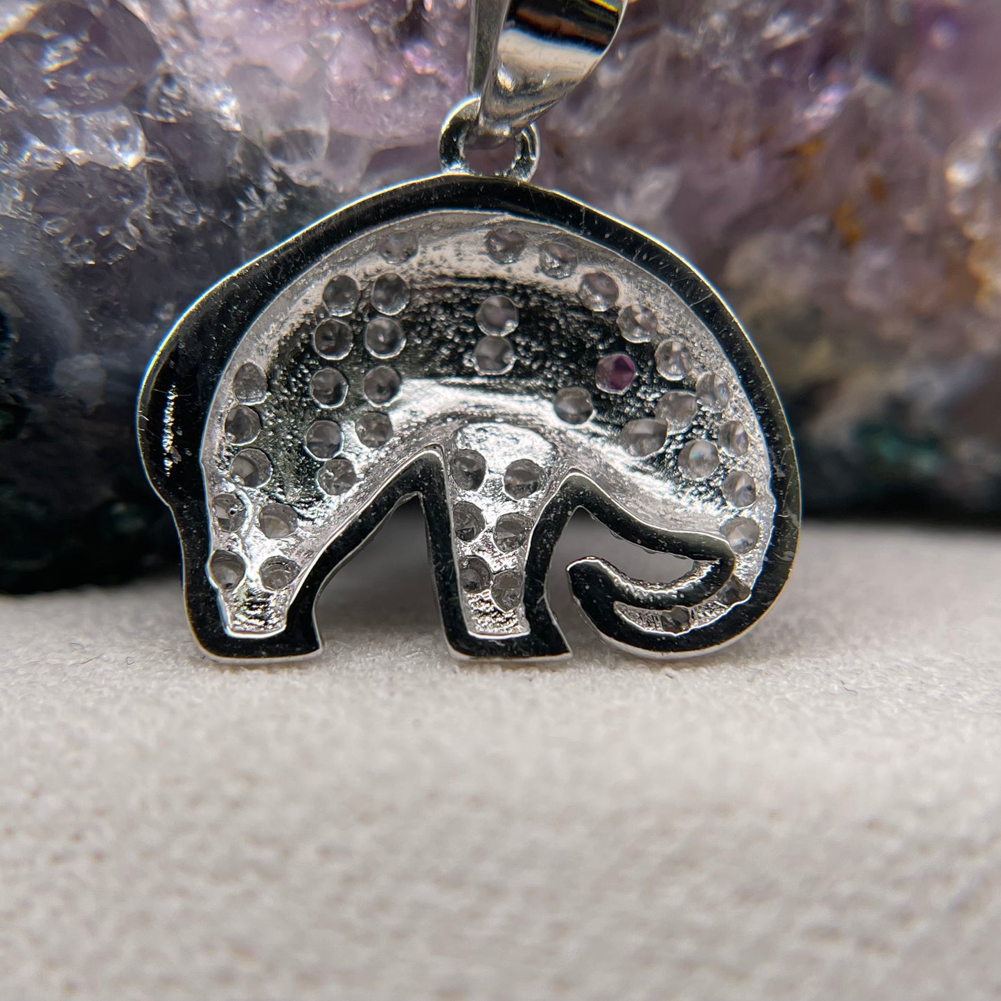 925 Sterling Silver Elephant Colorstone Necklace