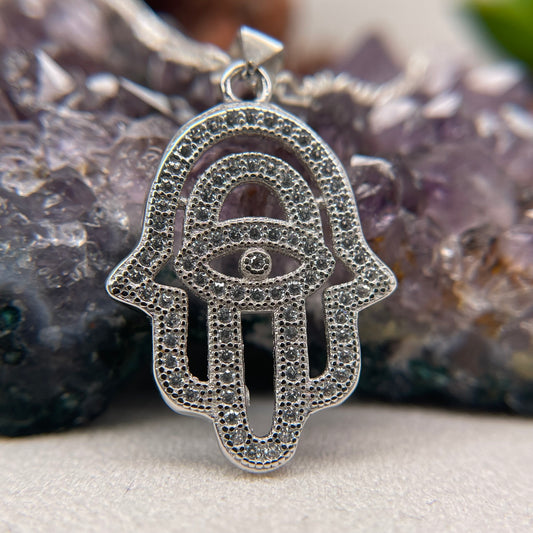 Hamsa Silver Pendant 925 Sterling Silver Hamsa Necklace