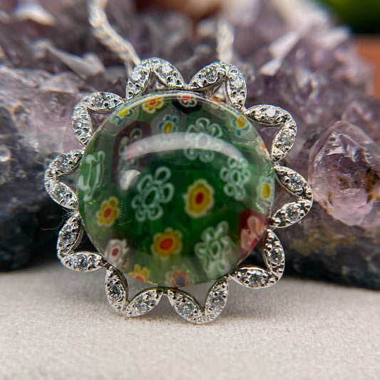 Flower Silver Necklace 925 Sterling Silver Flower Necklace