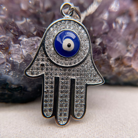 Hamsa Colorstone Silver Pendant 925 Sterling Silver Hamsa Colorstone Necklace
