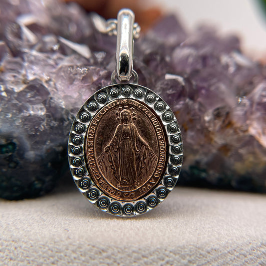 Virgin Mary Silver Pendant 925 Sterling Silver Virgin Mary Necklace