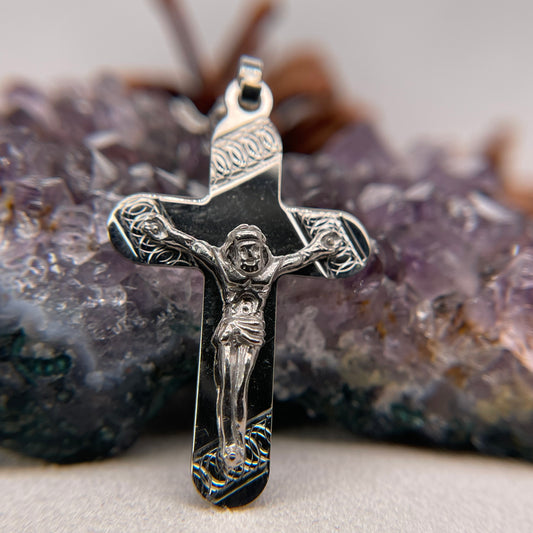 Jesus Cross Silver Pendant 925 Sterling Silver Jesus Cross Necklace