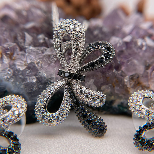 Silver Ribbon Earrings & Pendant 925 Sterling Silver Ribbon Earrings & Necklace