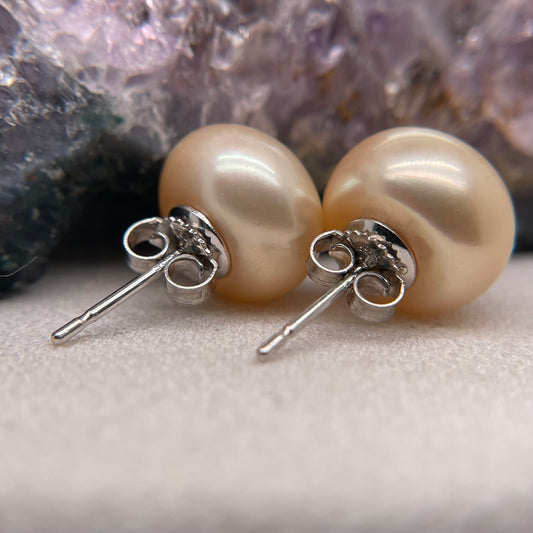 Silver Stud Pearl Earrings