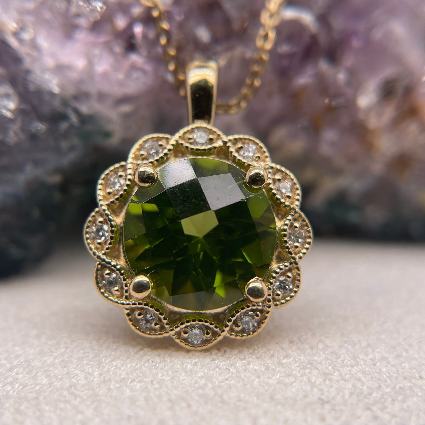 Peridot and Diamond Pendant - R.F. Moeller Jeweler