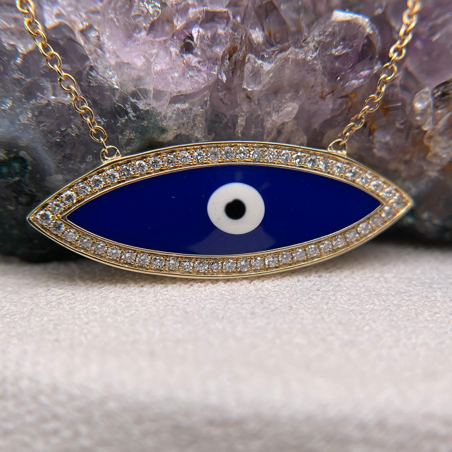 14K Gold Evil Eye Pendant with Diamond