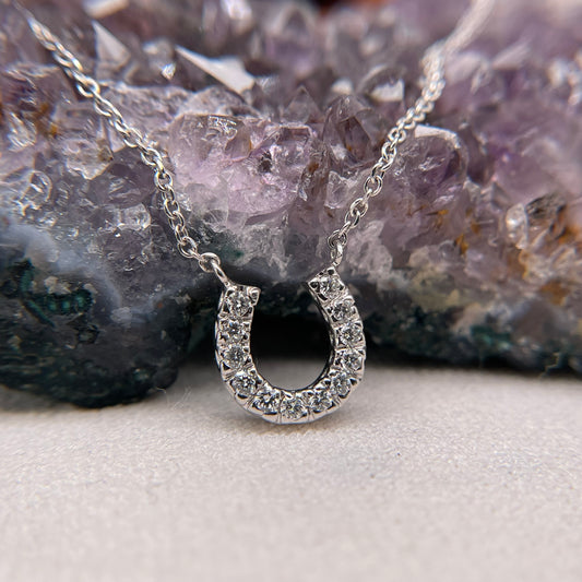 14K White Gold Horseshoe Pendant with Diamond