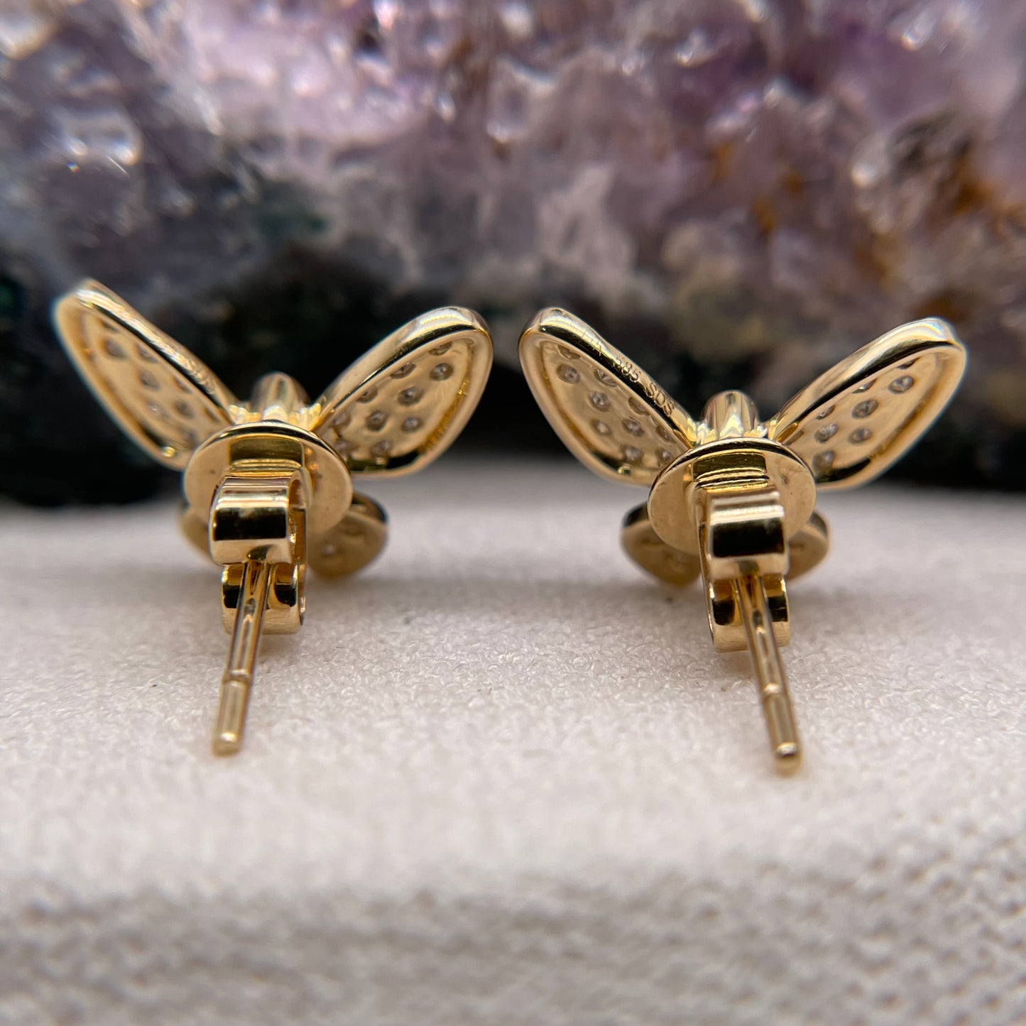 14K Gold Butterfly Earrings with Diamond