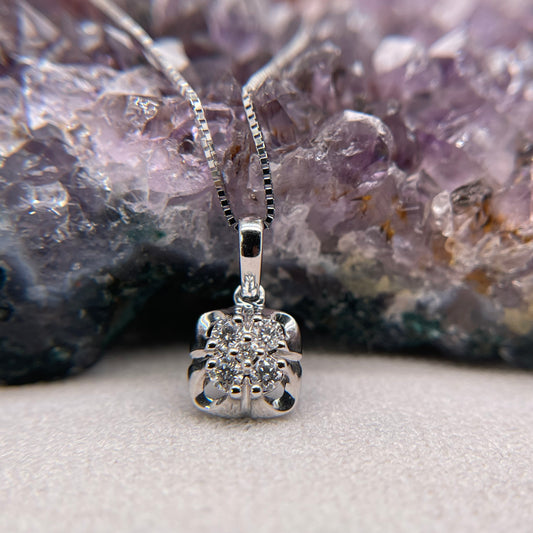 14K White Gold Diamond Pendant