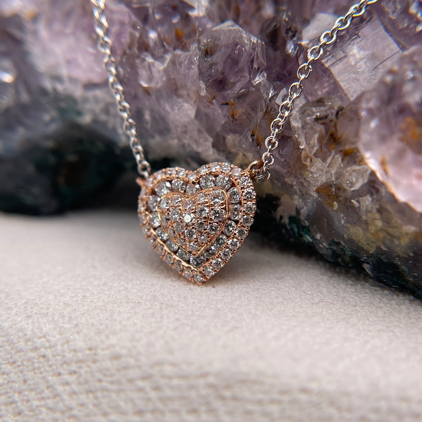 14K Rose Gold with Diamond Pendant