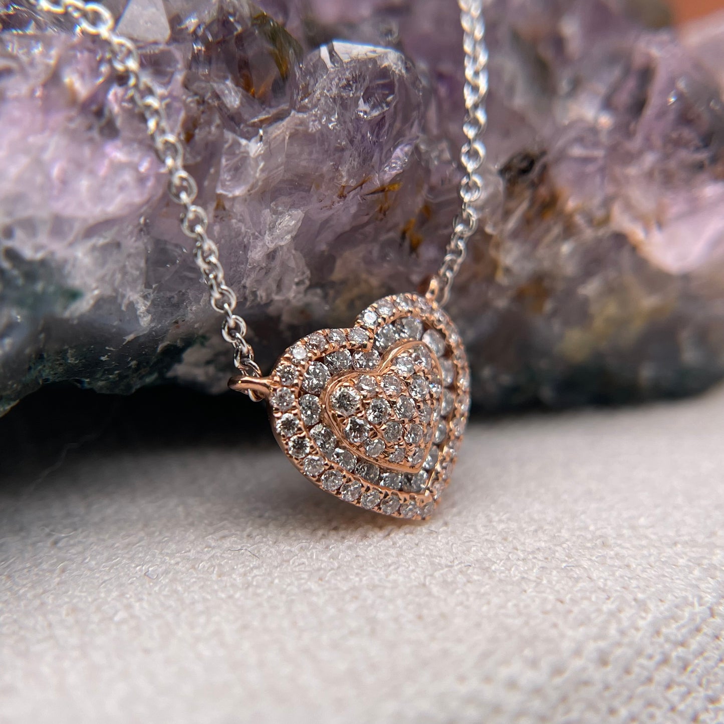 14K Rose Gold with Diamond Pendant