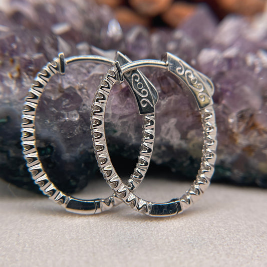 14K White Gold Earrings with Diamond