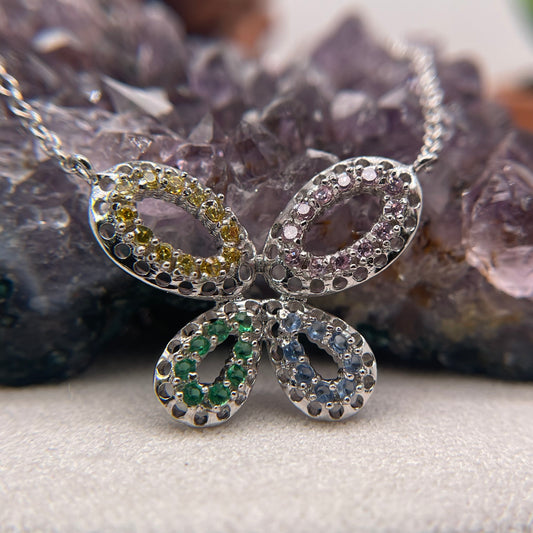 Color Stone Pendant 925 Sterling Silver Color Stone Necklace